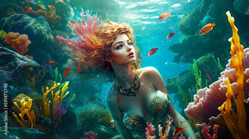 Mermaid Underwater.