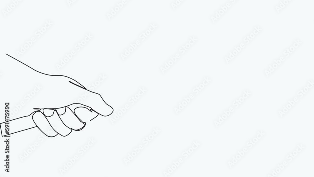One line drawing animation of a hand holding a hammer. profession and occupation minimal concept. continuous line drawing One line drawing animation of a hand holding a hammer. profession and occupation minimal concept. continuous line drawing