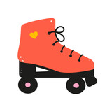 Roller skates from the 90s in flat style, orange black design, nastolgia, retro, vintage