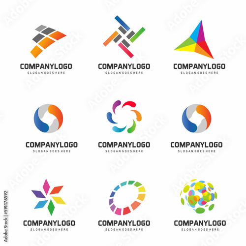 set of multicolor logo vector 