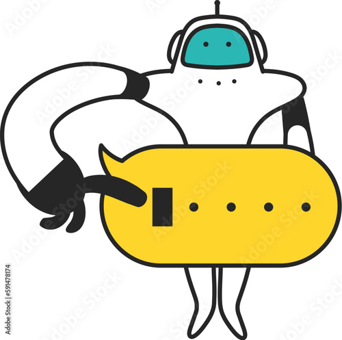 プロンプトをみずから生成する人型ロボット　イラスト素材
