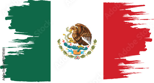 Brushstroke flag of MEXICO