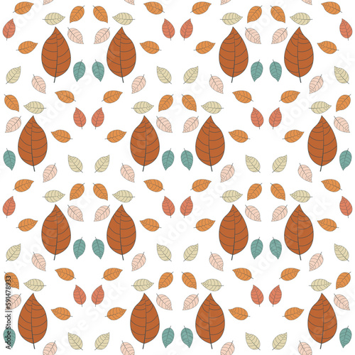 Seamless pattern on leaves theme, Autumn seamless pattern with leaf