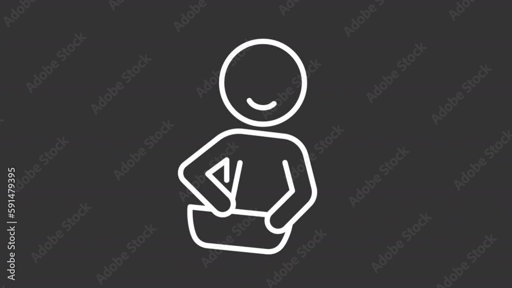 Child cooking white linear animation. Kid friendly recipe. Children development. Loop HD video with chroma key, alpha channel on transparent background, black solid background. Animated outline icon Child cooking white linear animation. Kid friendly recipe. Children development. Loop HD video with chroma key, alpha channel on transparent background, black solid background. Animated outline icon
