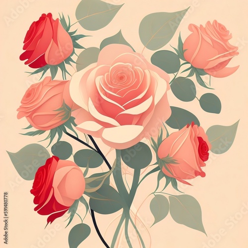 Rose Illustration. Generative AI