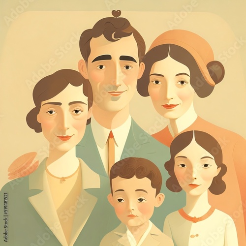 Family Illustration. Generative AI