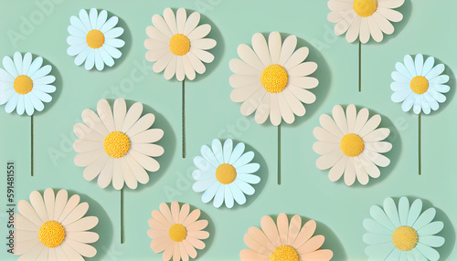 Seamless daisies pattern -background © shivaniii