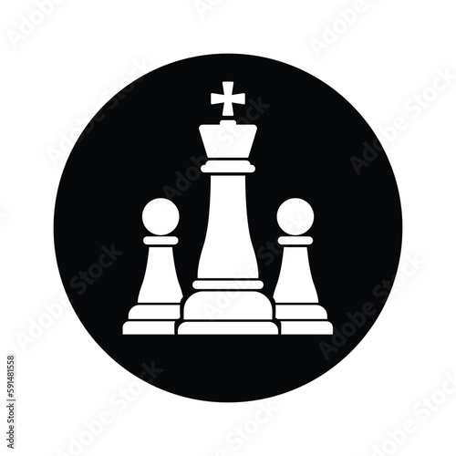 white chess icon symbol king and two pawn white chess symbol black background