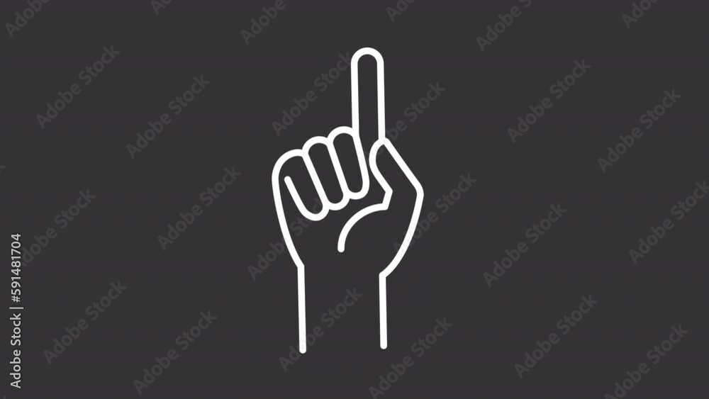 Animated finger white linear icon. Shaking hand gesture. Loop HD video ...