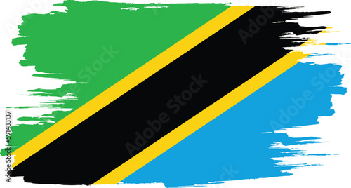 Brushstroke flag of TANZANIA