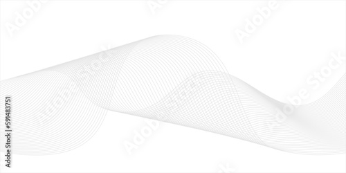 Abstract grey wave lines on transparent background. Technology, data science, geometric border pattern. Isolated on white background. Vector illustration. 