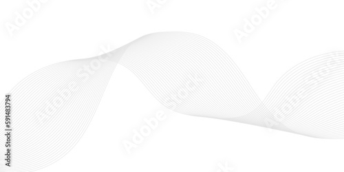 Technology abstract lines on white background. Undulate Grey Wave Swirl, frequency sound wave, twisted curve lines with blend effect. 