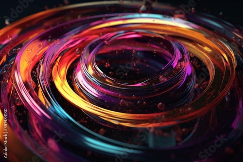 A colorful abstract design with concentric circles or rings, Generative AI