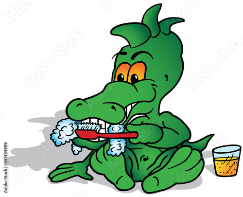 Sitting Green Crocodile Bru...