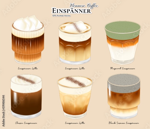 Viennese coffee lattee einspanner with whipped cream, Korean trendy coffee menu