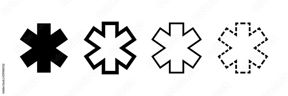 ems star icons isolated. Medical emergency concept. Emergency staff signs ems star icons isolated. Medical emergency concept. Emergency staff signs