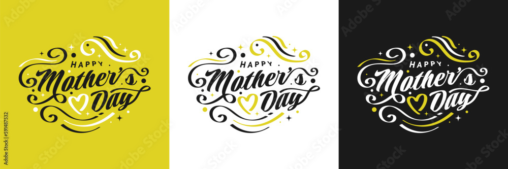 Happy Mother's Day Lettering. Can be Used for Greeting Card, Poster, Banner, or T Shirt Design