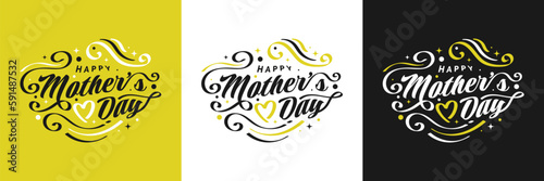 Happy Mother s Day Lettering. Can be Used for Greeting Card  Poster  Banner  or T Shirt Design