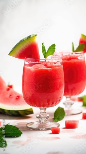 Wallpaper Mural Fresh watermelon cocktails with slices of watermelon. Generative AI. Torontodigital.ca