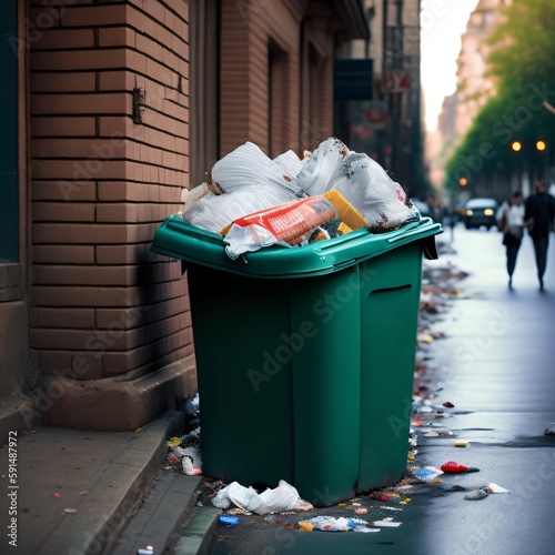 Garbage Trash on The Street. Generative AI