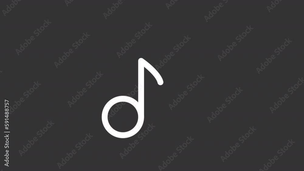 Animated music note white line icon. Singing song. Playing melody. Loop HD video with chroma key, alpha channel on transparent background, black solid background. outline motion graphic animation Animated music note white line icon. Singing song. Playing melody. Loop HD video with chroma key, alpha channel on transparent background, black solid background. outline motion graphic animation