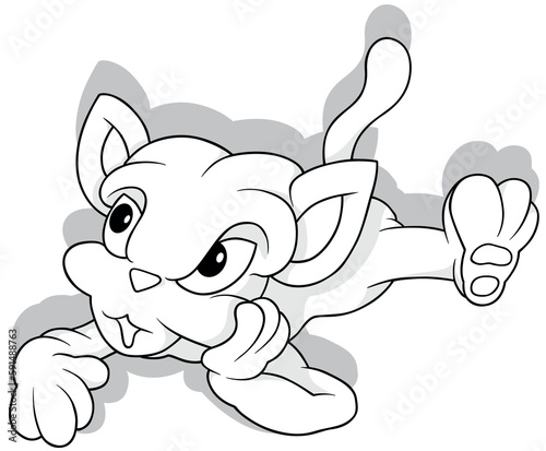 Drawing of a Lying Kitty with her Head Supported