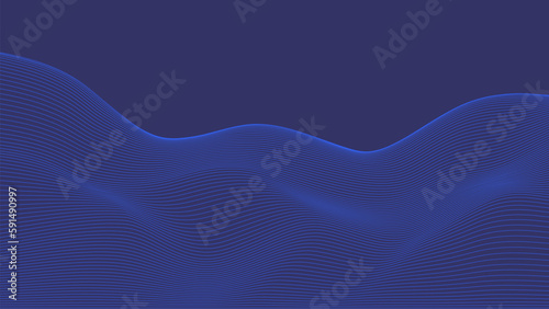 Dark background Blue Grey wave lines. Flowing blue waves design Abstract digital wave. Flow. Line Vector illustration for tech futuristic innovation concept modern Background Graphic design Space Hill