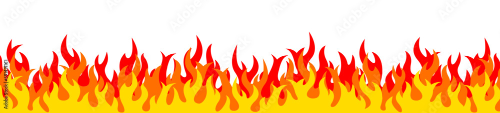 Red yellow flame background. Burning fire decoration element. Fire illustration for design. Flame frame border - stock vector Red yellow flame background. Burning fire decoration element. Fire illustration for design. Flame frame border - stock vector