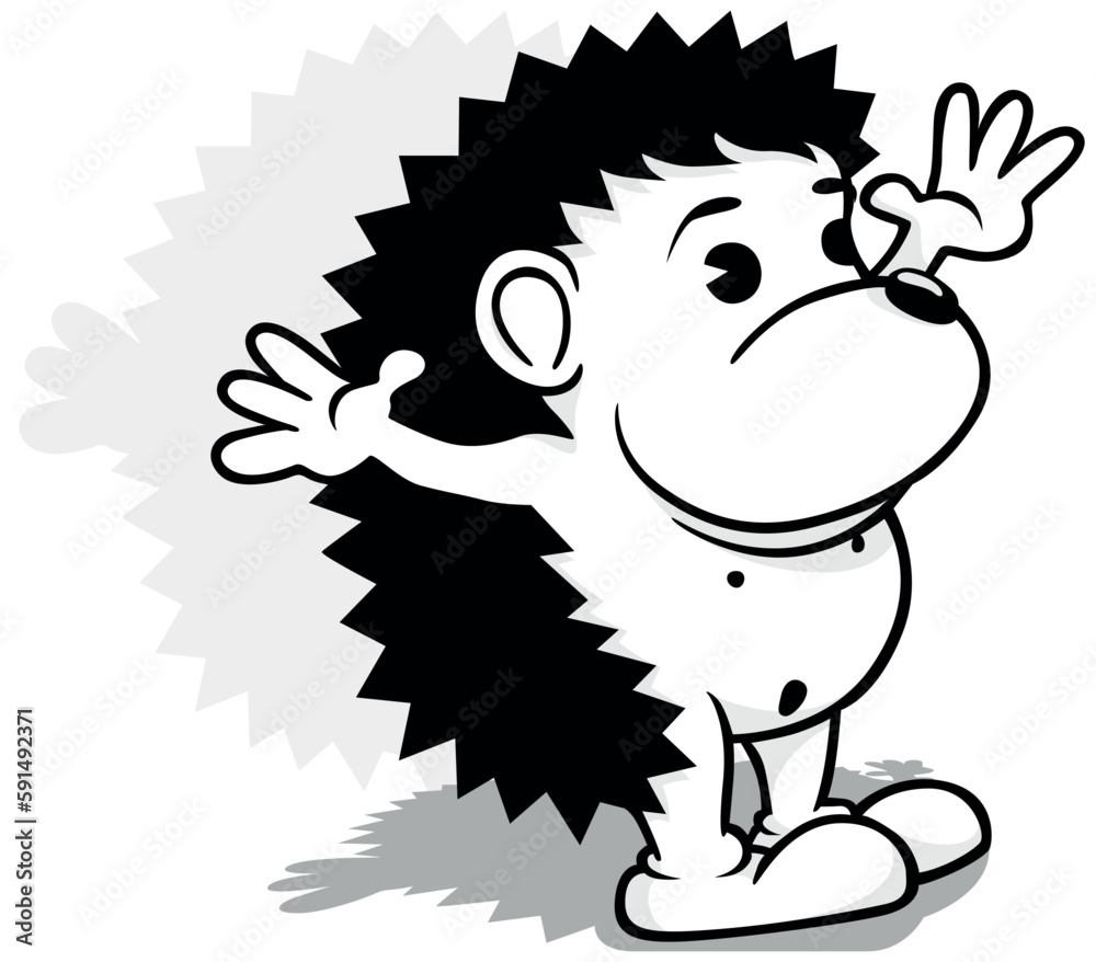 Drawing of a Little Hedgehog with Paws Up Drawing of a Little Hedgehog with Paws Up