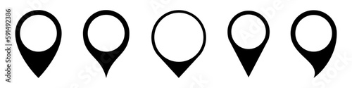 Set pin map marker pointer icon, GPS location flat symbols – stock vector