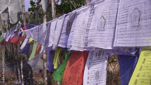 Often you must have seen colourful flag at leh Ladakh and Buddhists monasteries. This flag are called Tibetan prayer flag or Tibetan flag. photo