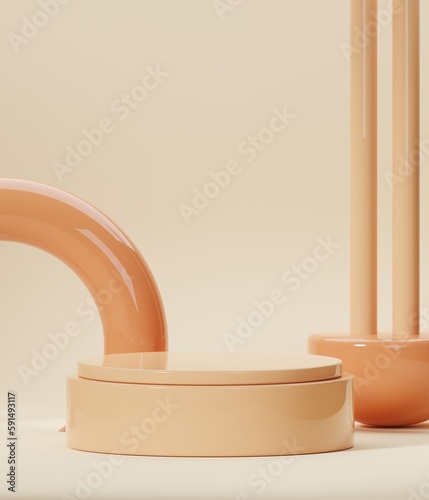 3D orange podium render