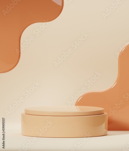 3D orange podium render