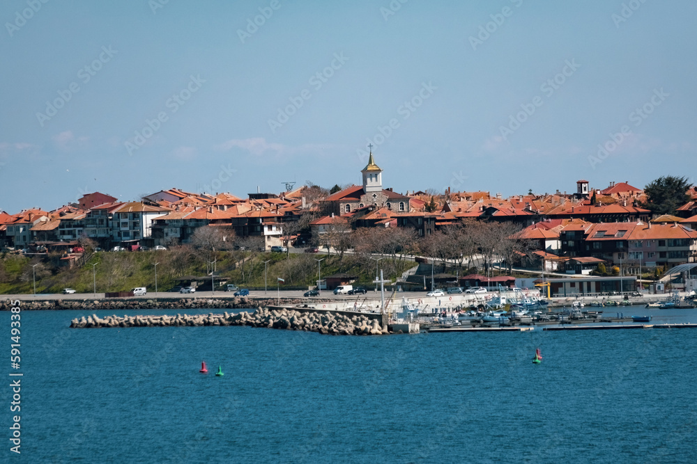 Aerial view of old Nessebar town, Unesco Heritage site in Bulgaria
