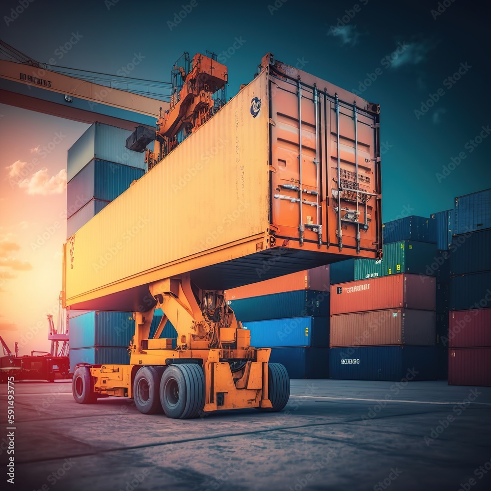 Forklift With Container Container Stacker Crane Lifting Up Stacking forklift-with-container-container-stacker-crane-lifting-up-stacking