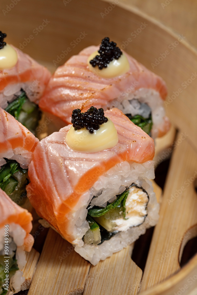 Sushi with tuna and shrimp Sushi with tuna and shrimp