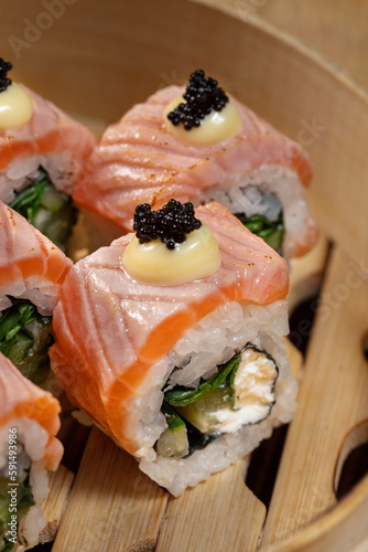 Sushi with tuna and shrimp