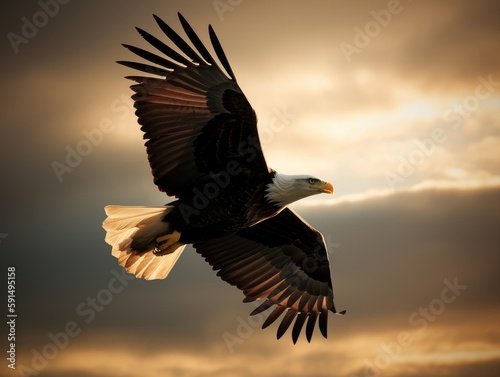 A majestic eagle soaring high in the sky