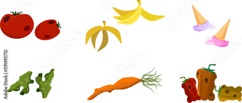 spoiled foods rotten vegetables banana peel ecology