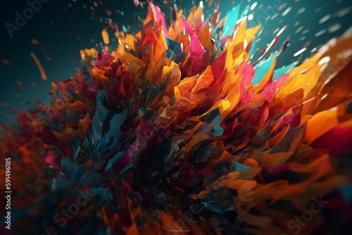 A colorful abstract design with overlapping shapes and colors, Generative AI © Jos
