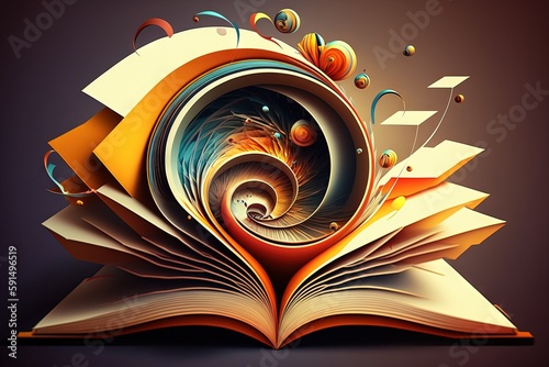 international literacy day with books, globe abstract concept illustration generative ai