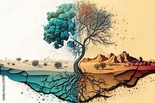 World Day To Combat, desertification and drought illustration generative ai