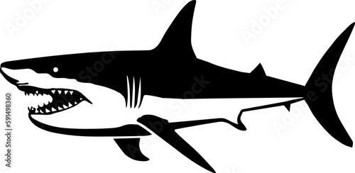 Illustration of angry shark in drawing stencil style. photo