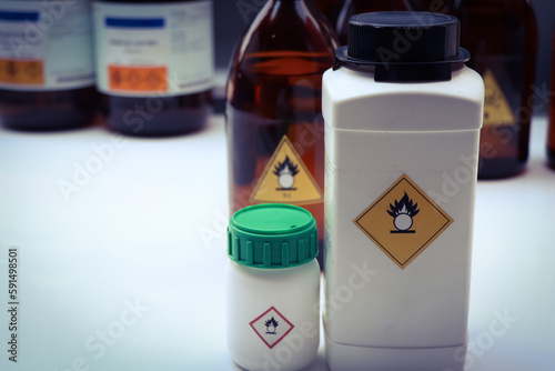 Принти на полотні oxidizing agent symbol on bottle chemical ,warning symbol