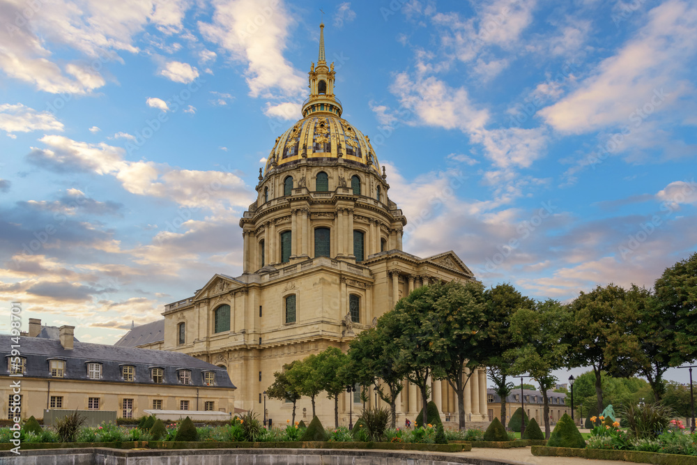 Les Invalides (National Residence of the Invalids) in Paris, France famous landmark,
