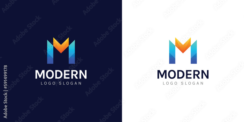 M letter logo design template with gradient color