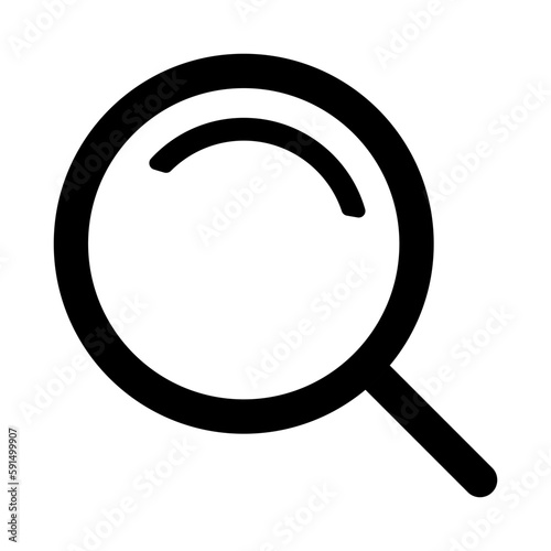Black search icon on a white background
