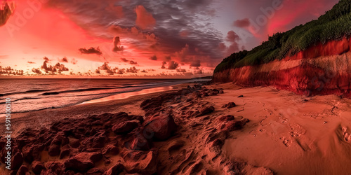 The sunset over Praia do Forte in Brazil was captured in a stunning photo - generative ai.