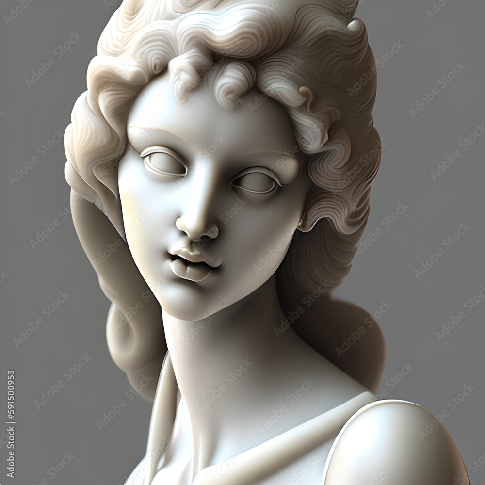 Young girl ancient marble sculpture