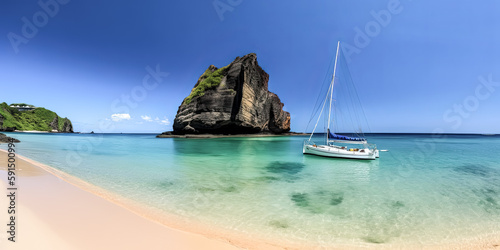 A beautiful beach in Fernando De Noronha, Brazil, was captured in a high-definition wallpaper image - generative ai.